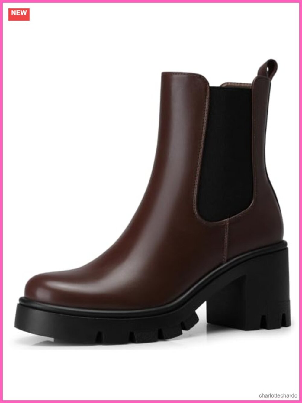 Women Chelsea Ankle Boots 2.9 Inch Platform Chunky Heel Side Zip PU Leather
